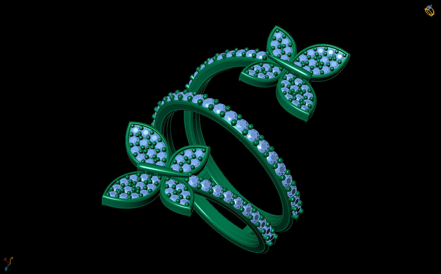 Butterflies jewelry ring R 0266  3D print model_2
