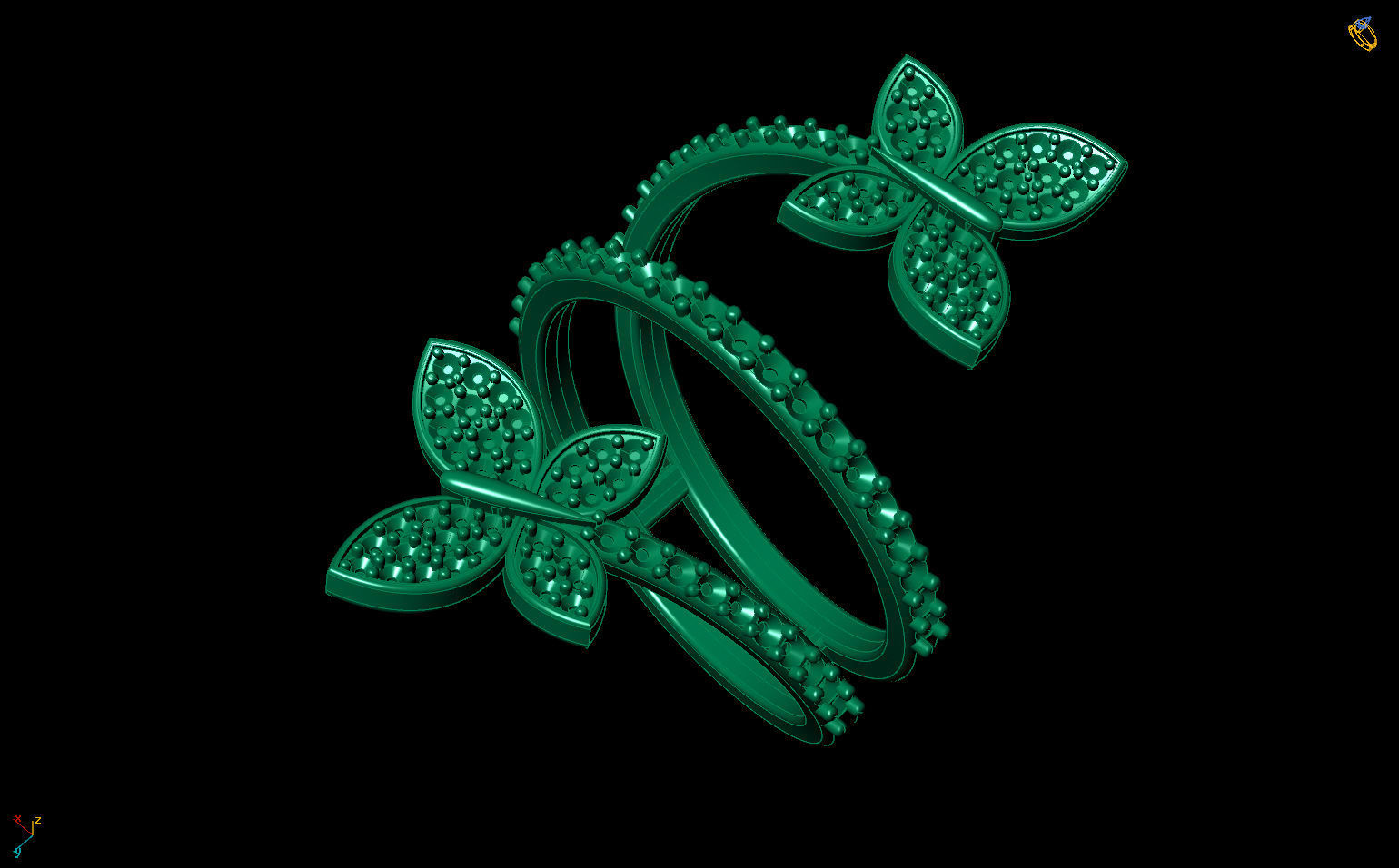 Butterflies jewelry ring R 0266  3D print model_3