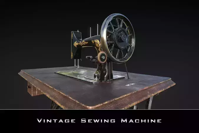 Vintage Sewing Machine Low-poly 3D model