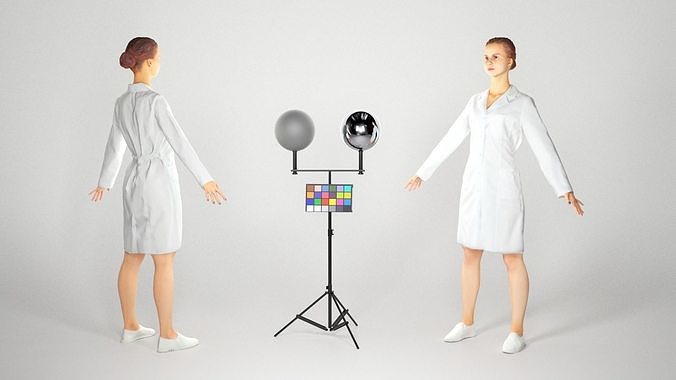 Attractive nurse  in A-pose ready for rigging 117 Low-poly 3D model