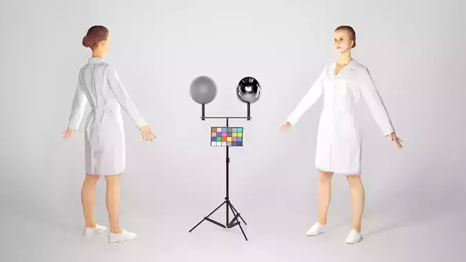 Attractive nurse  in A-pose ready for rigging 117