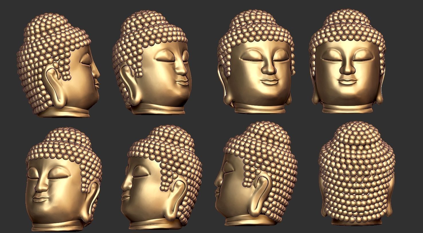 Combo Set Of Buddha Face  For Jewellery  3D print model_4
