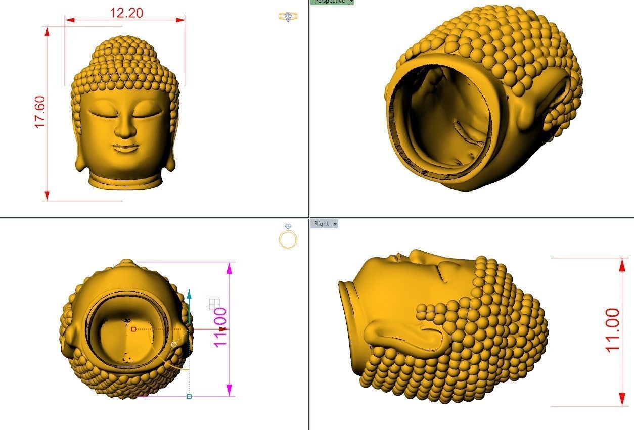 Combo Set Of Buddha Face  For Jewellery  3D print model_10
