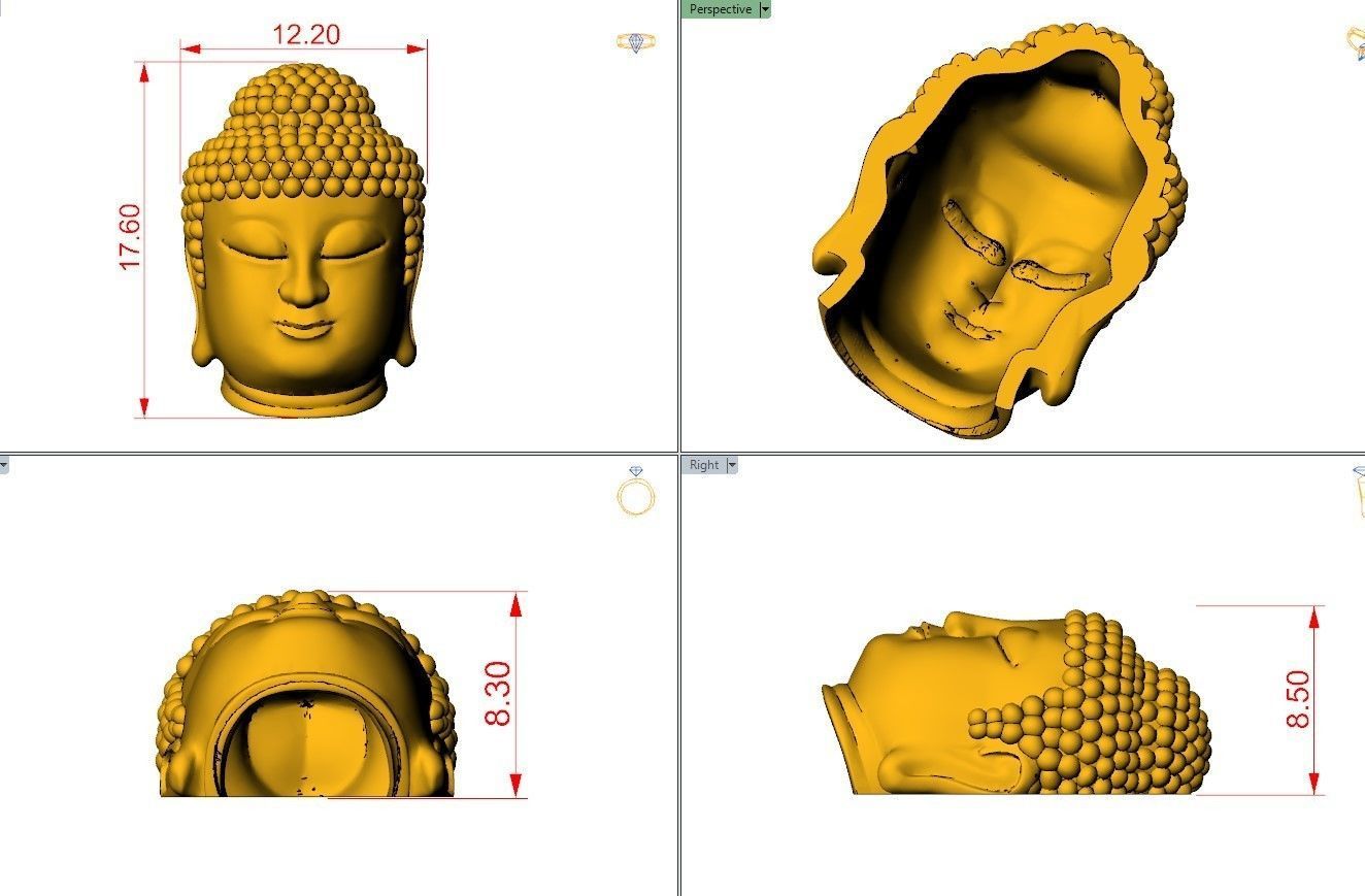 Combo Set Of Buddha Face  For Jewellery  3D print model_8