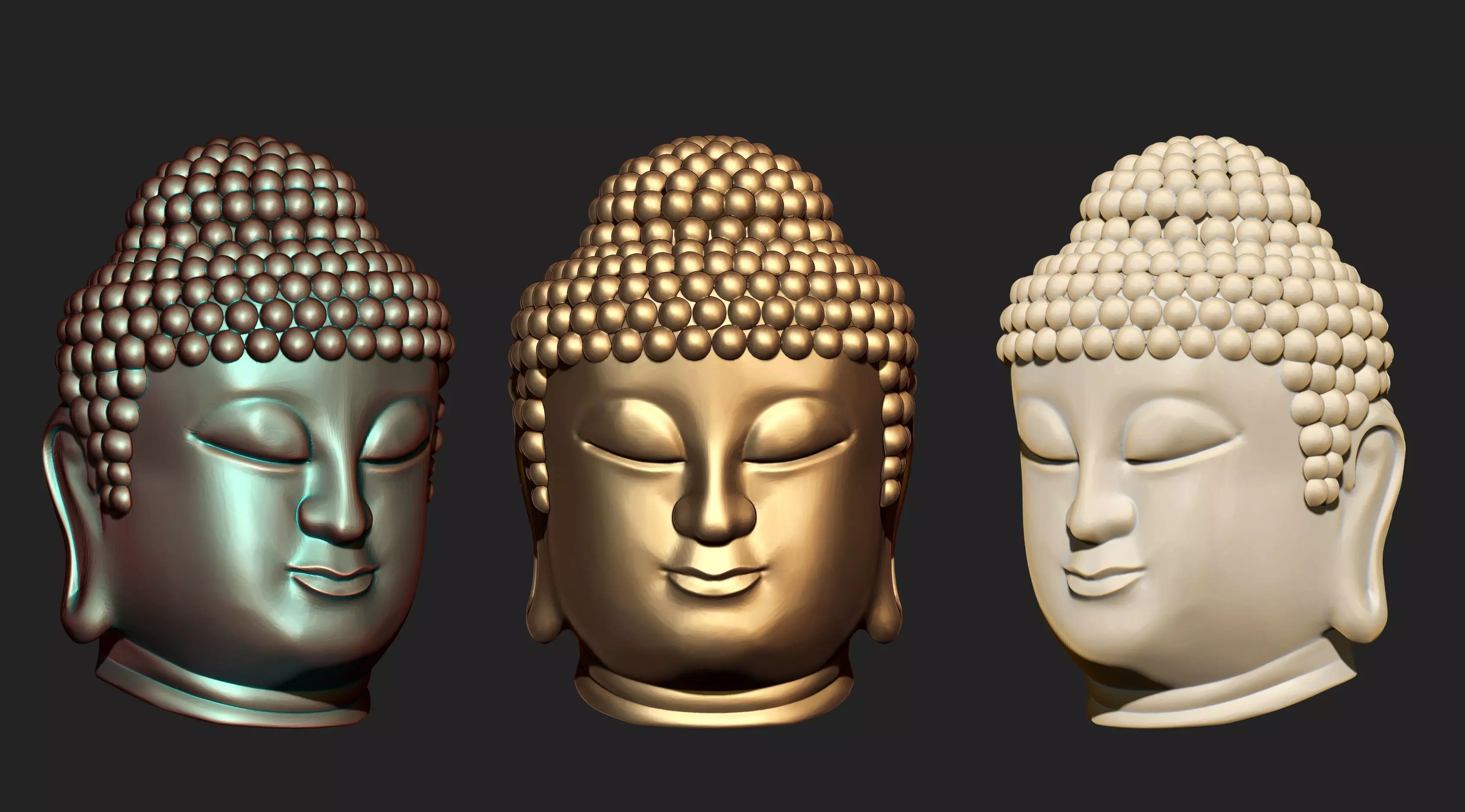 Combo Set Of Buddha Face  For Jewellery  3D print model_0