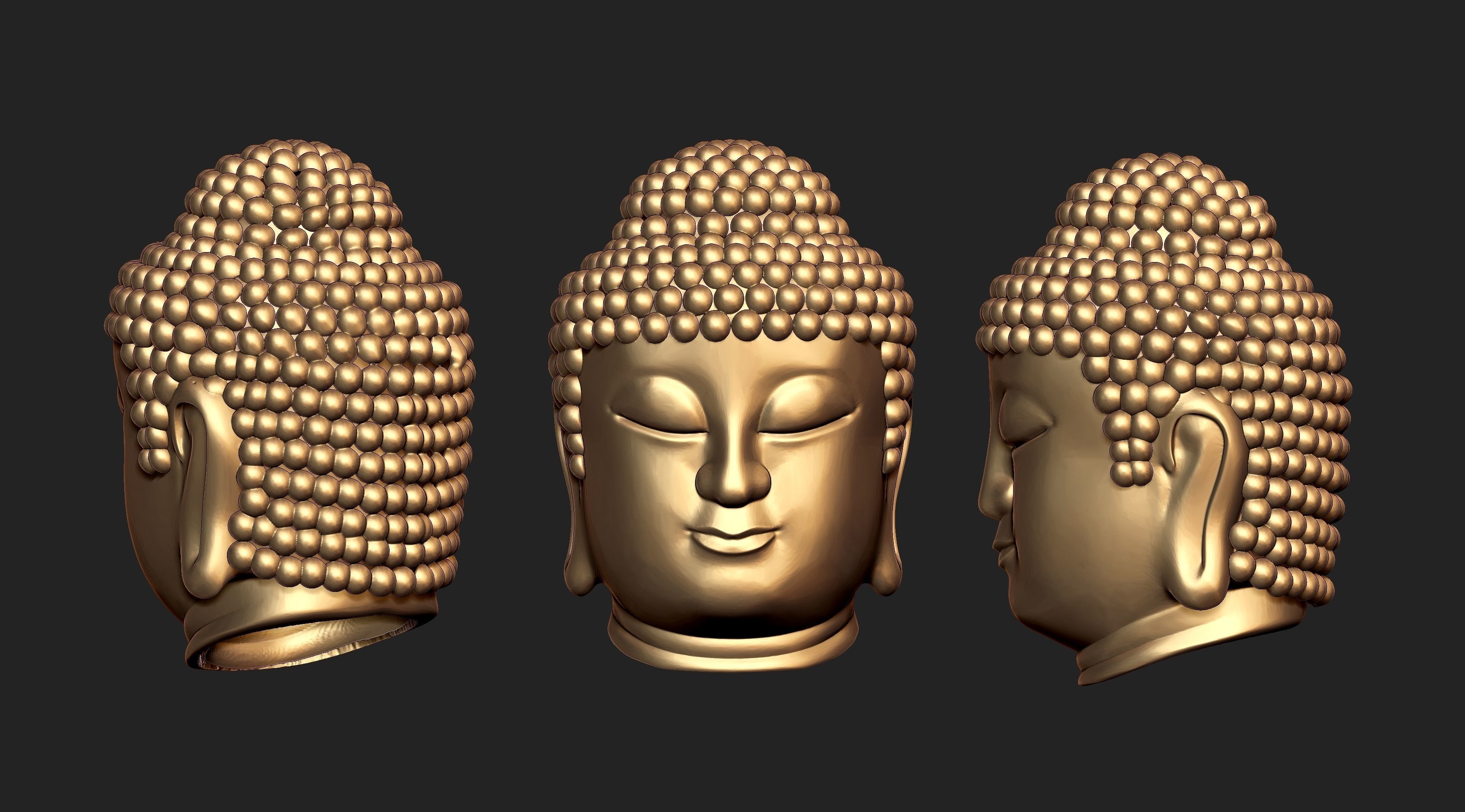 Combo Set Of Buddha Face  For Jewellery  3D print model_2