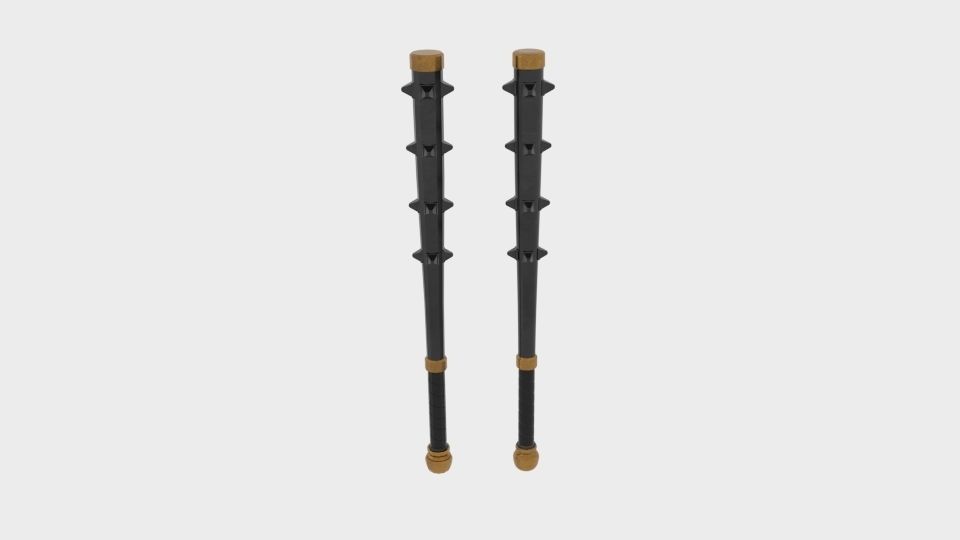 Barbarian Spiked Club Larp Weapon Low-poly 3D model_3