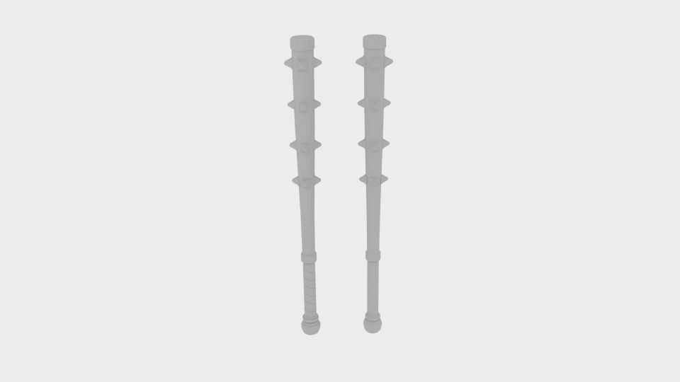 Barbarian Spiked Club Larp Weapon Low-poly 3D model_4