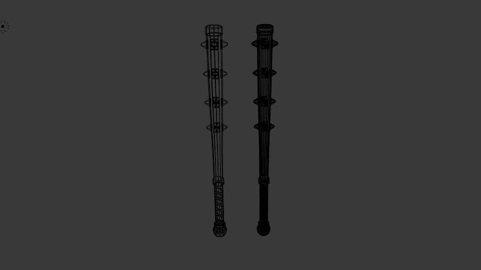 Barbarian Spiked Club Larp Weapon Low-poly 3D model_5
