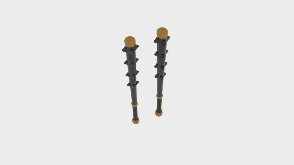 Barbarian Spiked Club Larp Weapon Low-poly 3D model_1