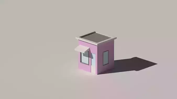 Low Poly Kiosk Stand Low-poly 3D model