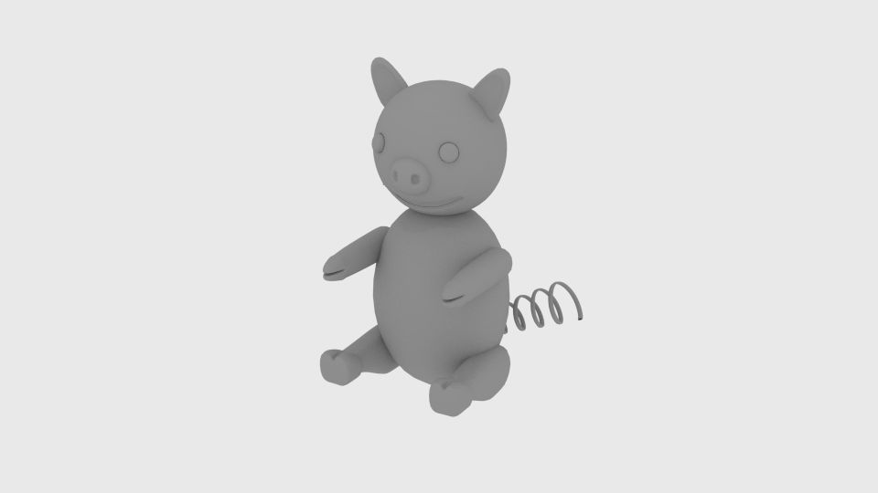 Cartoon Pig Sit  3D model_2