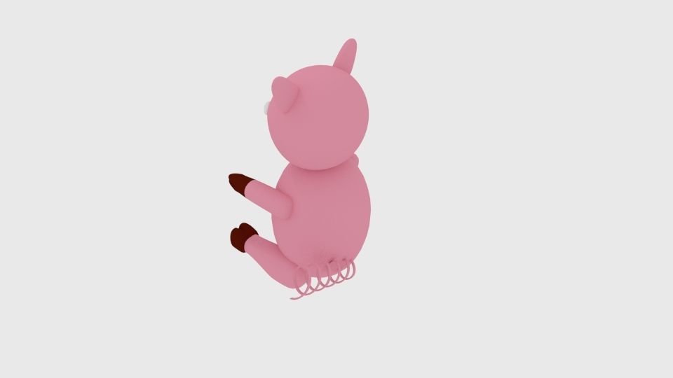 Cartoon Pig Sit  3D model_3