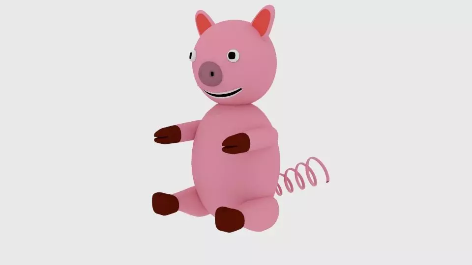 Cartoon Pig Sit  3D model_0
