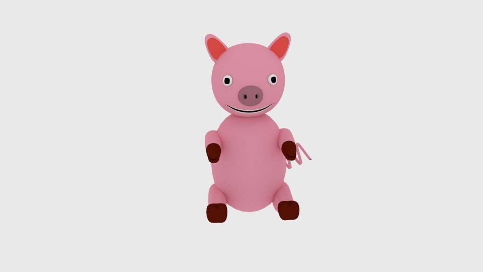 Cartoon Pig Sit  3D model_1