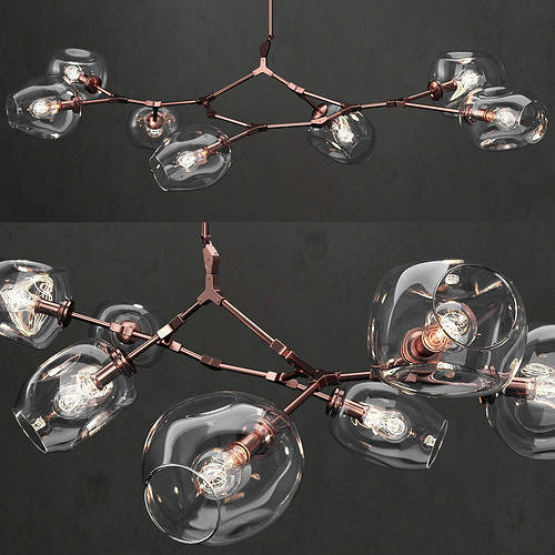 Branching bubble 7 lamps CLEAR  COPPER 3D model