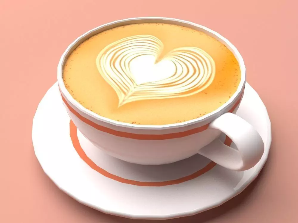 Mocha Coffee Cup Espresso Cappuccino Heart Design 3D model