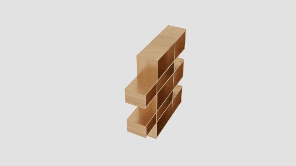 ANTONN Tall Oak Veneer Shelving Unit Low-poly 3D model_1