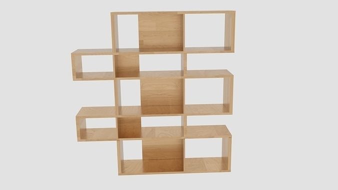 ANTONN Tall Oak Veneer Shelving Unit Low-poly 3D model