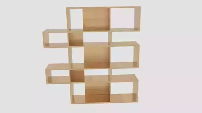 ANTONN Tall Oak Veneer Shelving Unit Low-poly 3D model