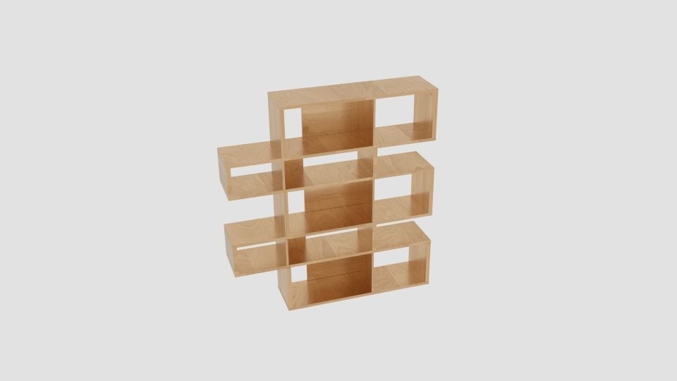 ANTONN Tall Oak Veneer Shelving Unit Low-poly 3D model_3