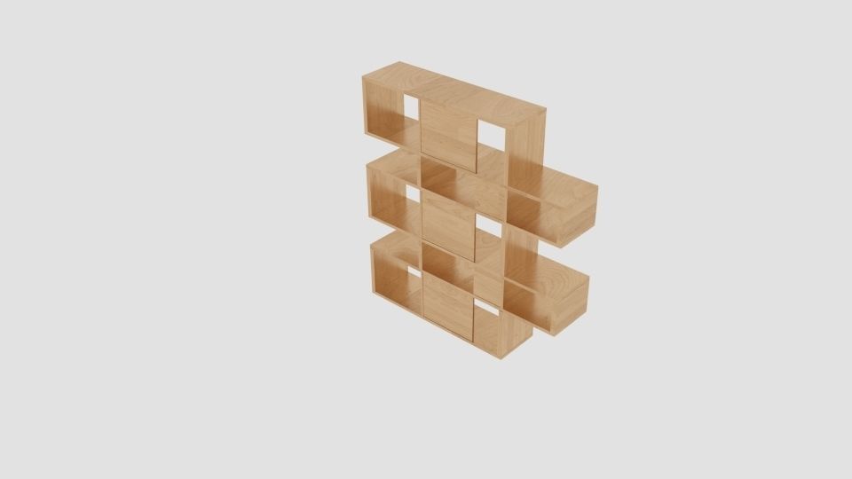 ANTONN Tall Oak Veneer Shelving Unit Low-poly 3D model_2
