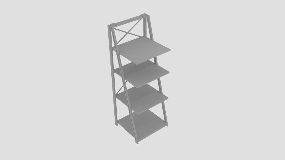 Origami Folding Decorative 4-Shelf Rack  Low-poly 3D model_4