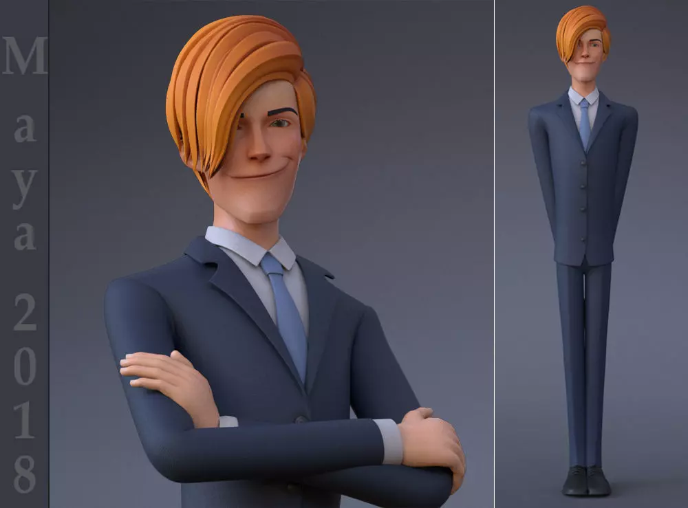 Mickey Cartoon Character  Low-poly 3D model_0