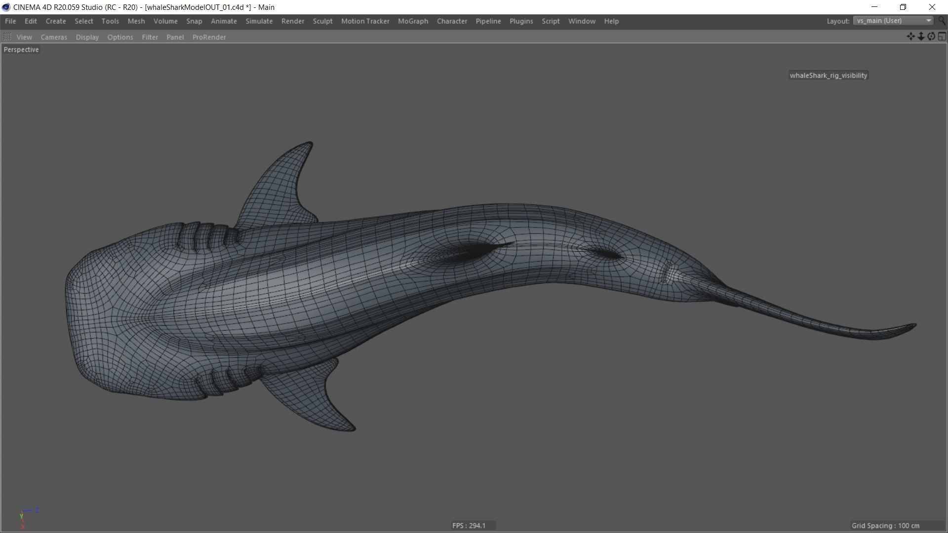 Whale shark rigged and animated for Cinema 4d Low-poly 3D model_19