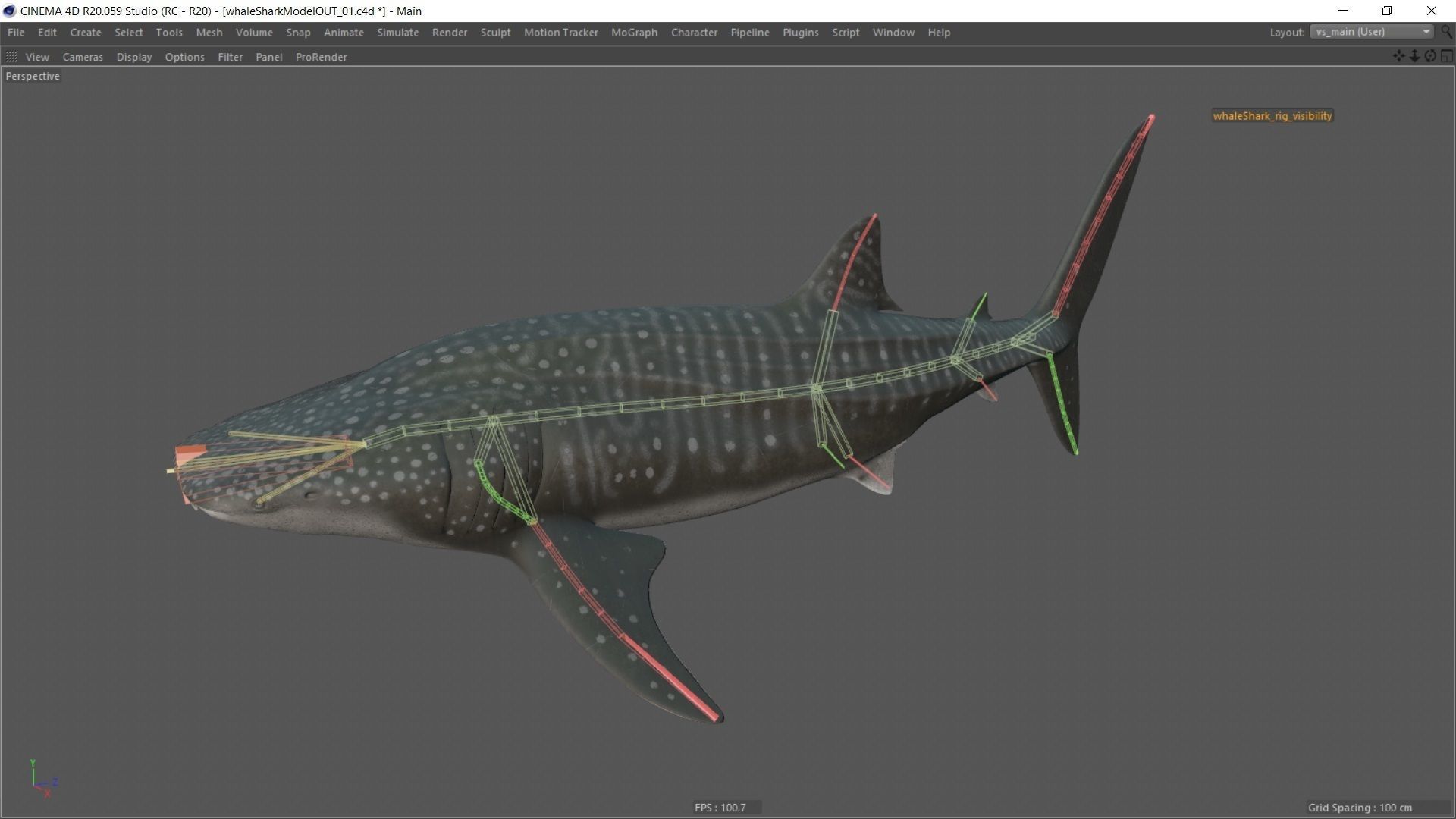 Whale shark rigged and animated for Cinema 4d Low-poly 3D model_21