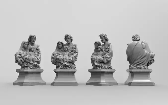 Saints four statues of jesus and his family 3D print model