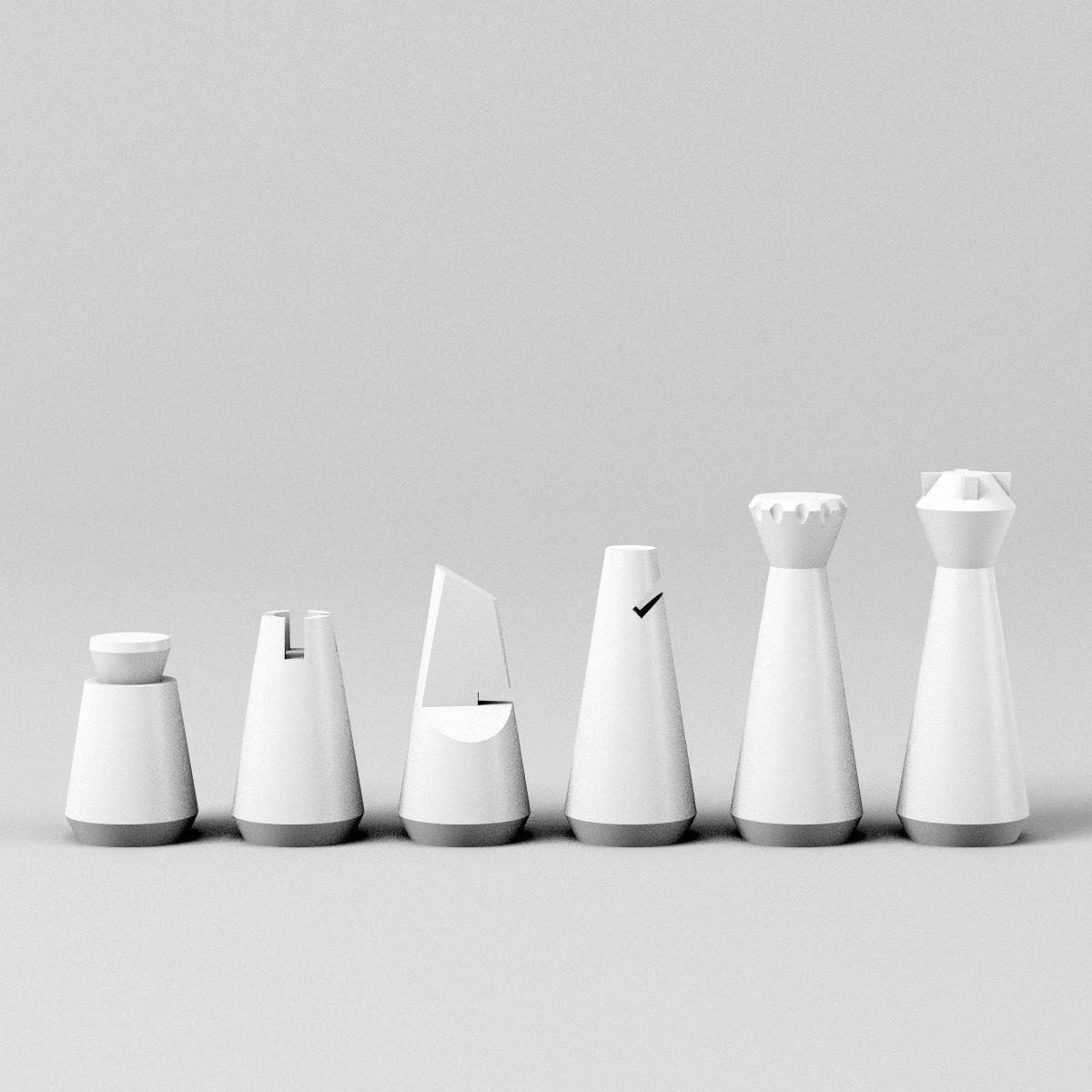 Modern SciFi Chess Pieces and Board Parts 3D print model_4