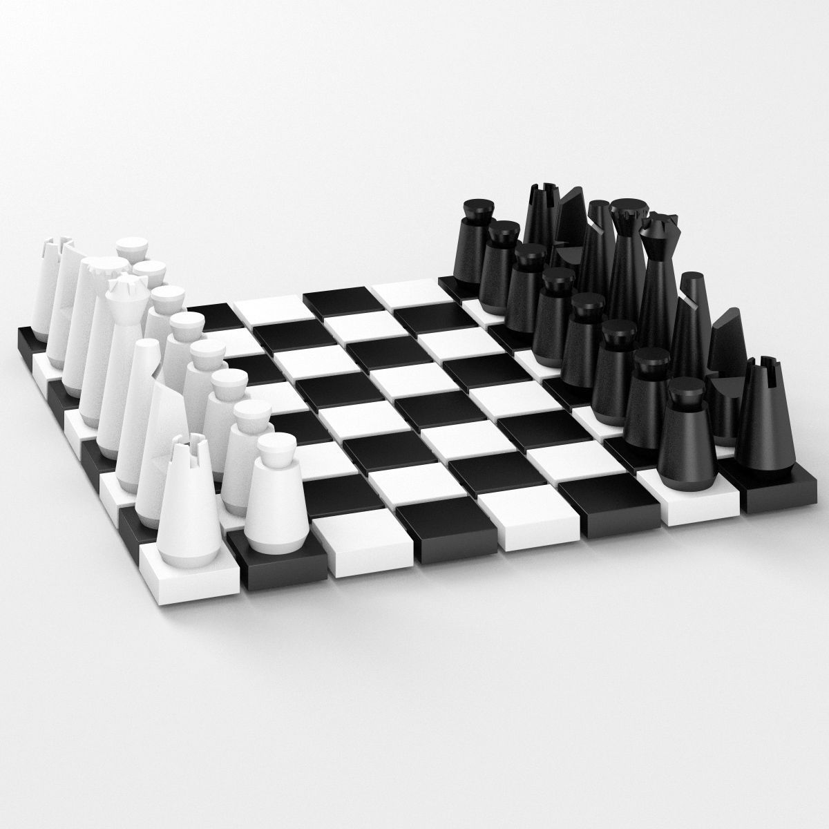 Modern SciFi Chess Pieces and Board Parts 3D print model_5