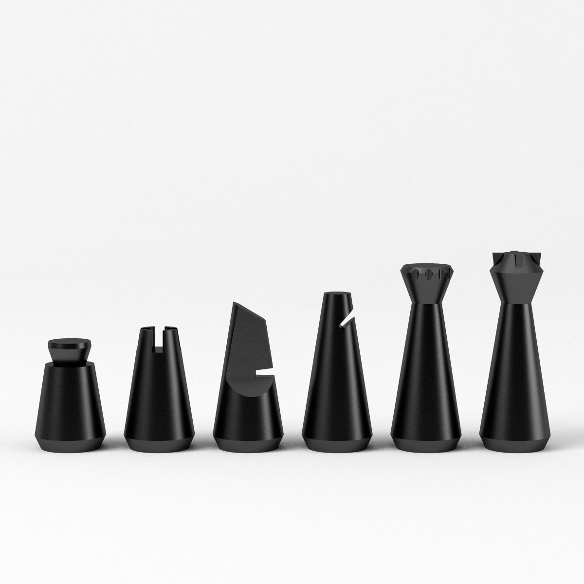Modern SciFi Chess Pieces and Board Parts 3D print model_3