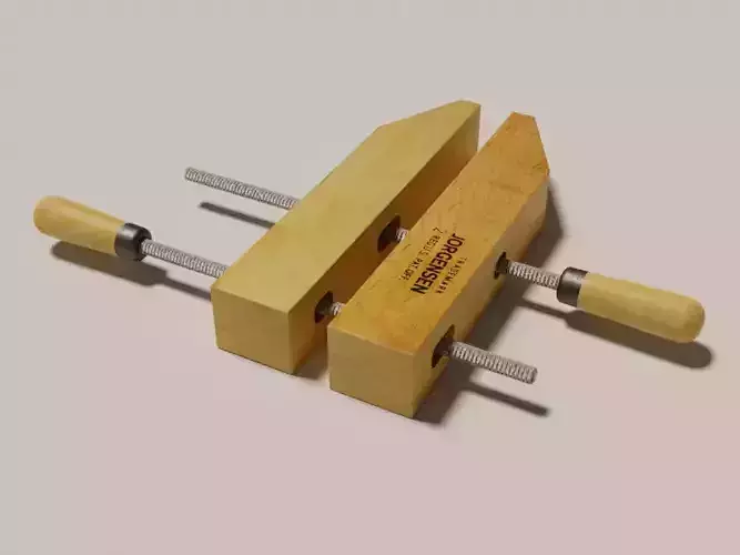 Wooden handscrew clamp Low-poly 3D model