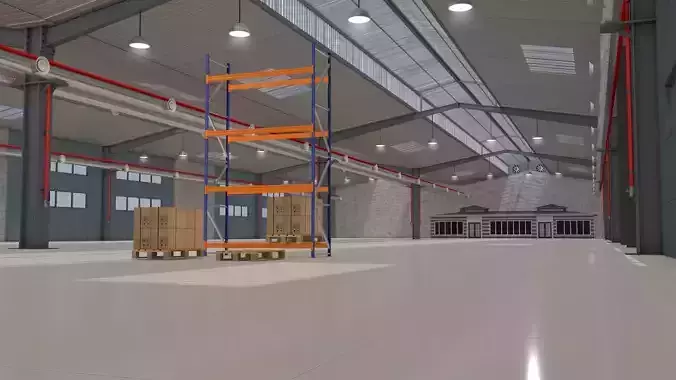 Warehouse with Office and Rack 3D model
