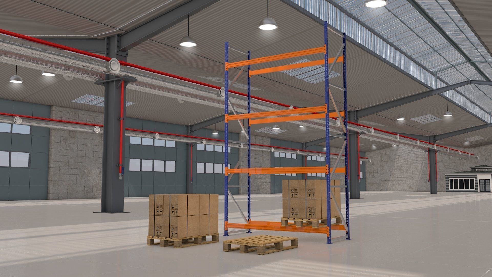 Warehouse with Office and Rack 3D model_16
