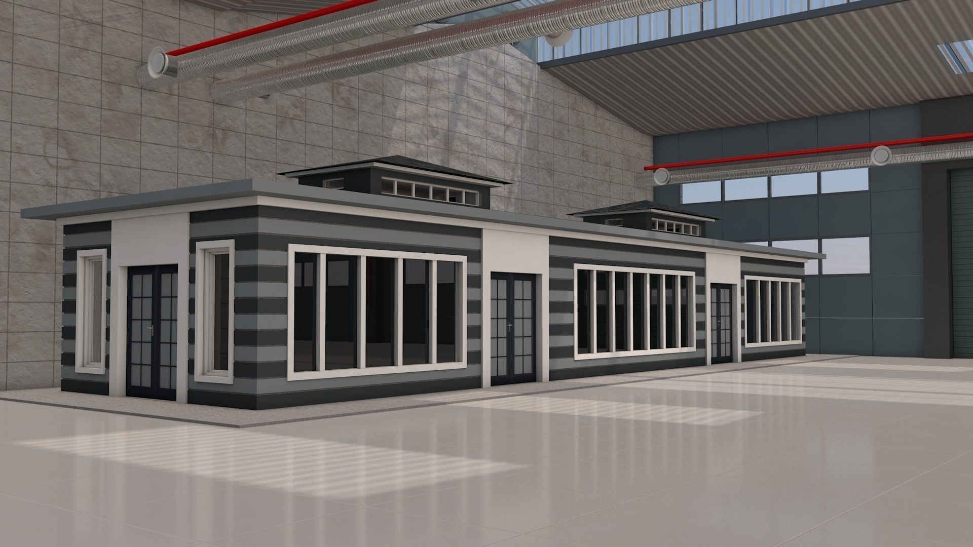 Warehouse with Office and Rack 3D model_11