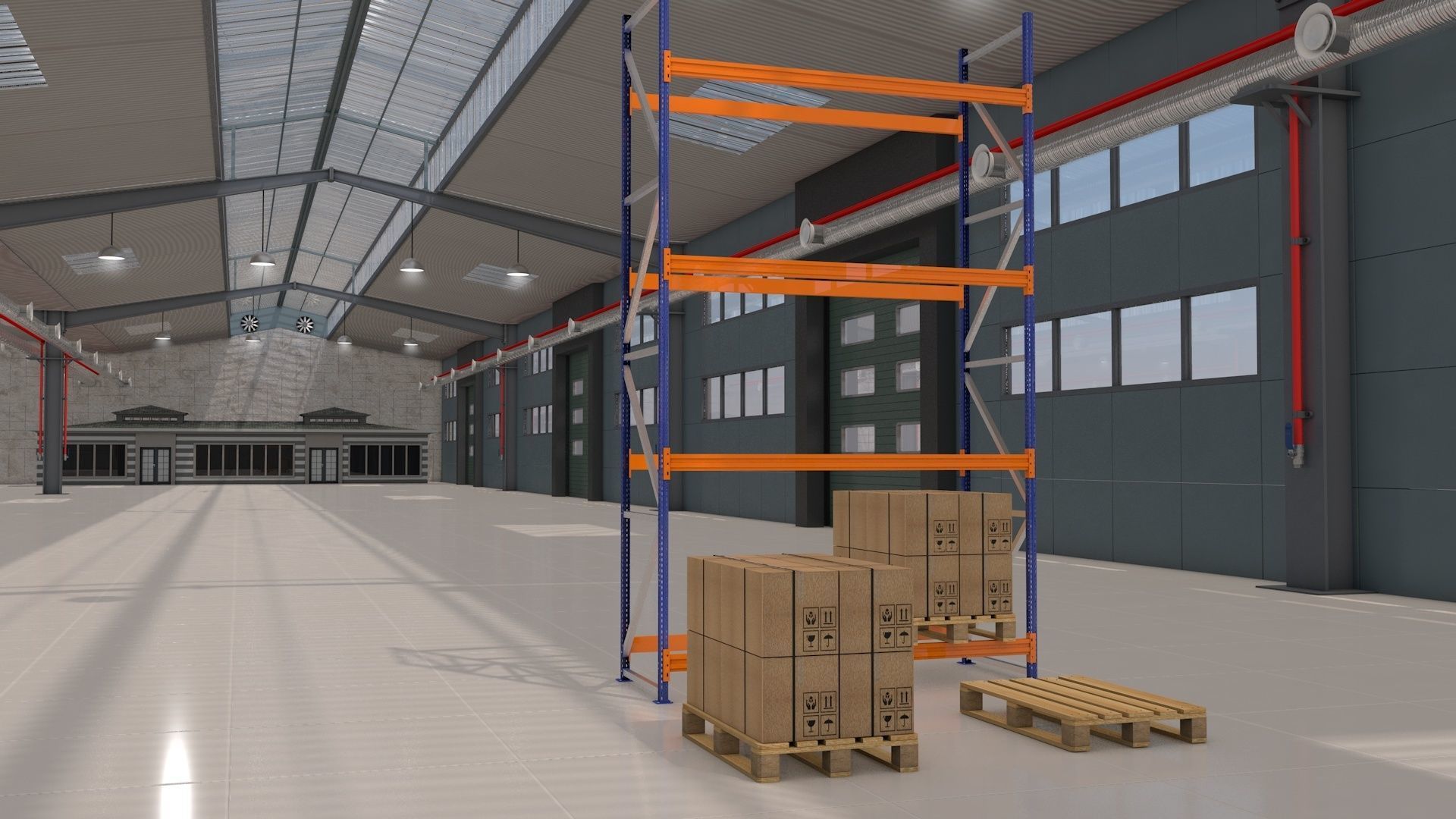 Warehouse with Office and Rack 3D model_8