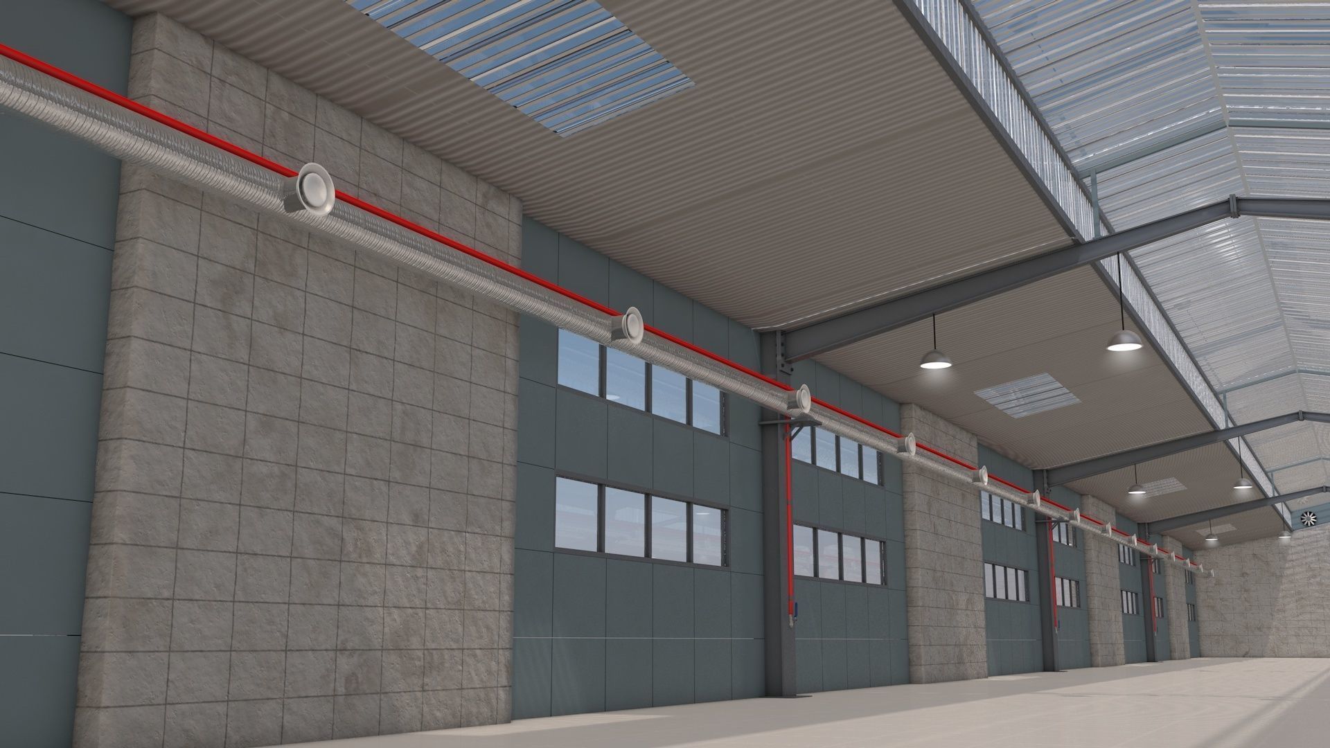 Warehouse with Office and Rack 3D model_6