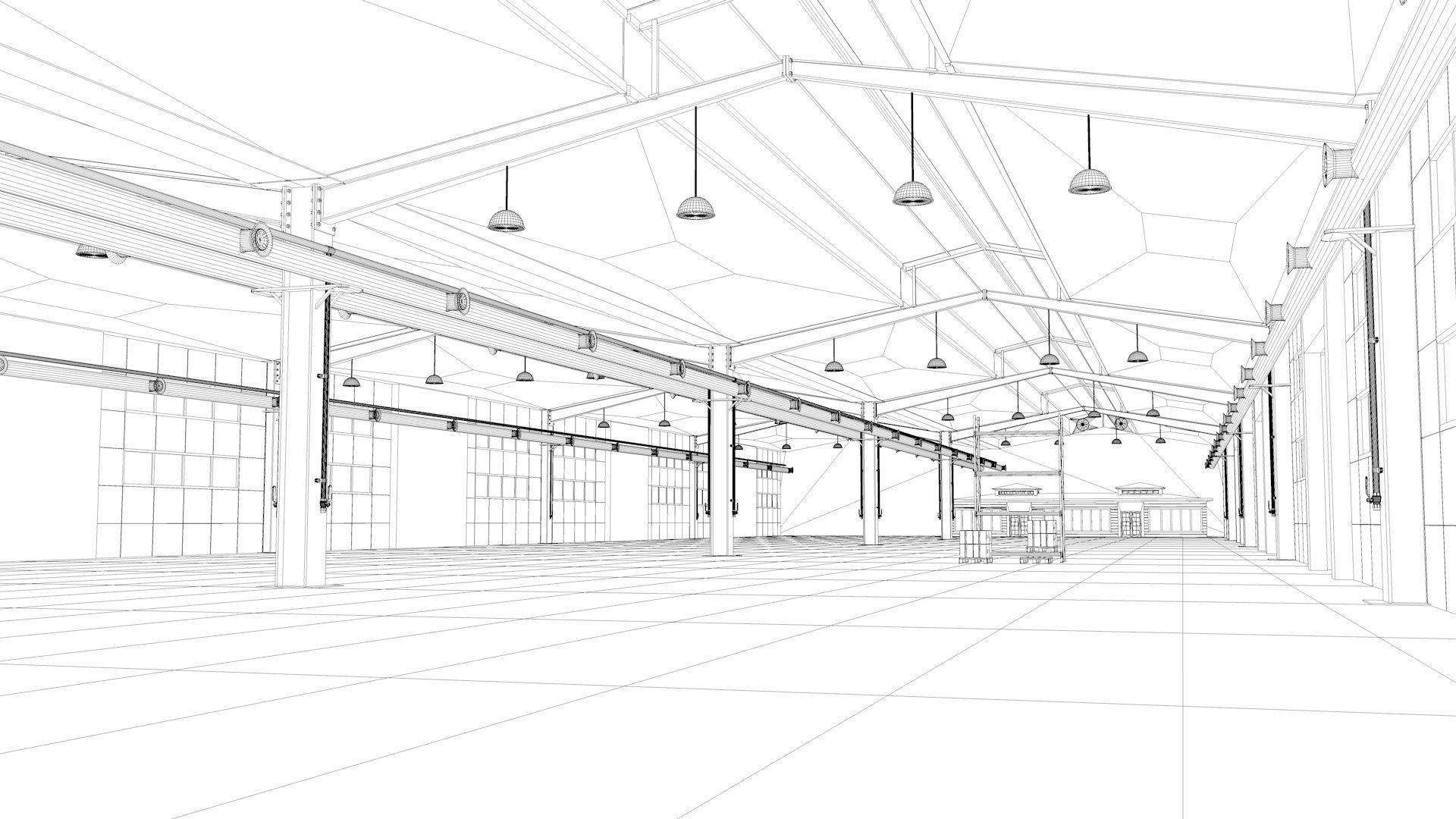 Warehouse with Office and Rack 3D model_21