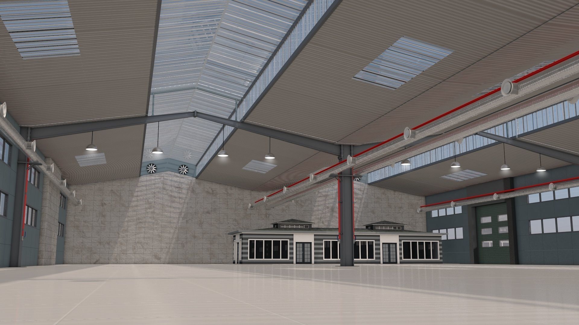 Warehouse with Office and Rack 3D model_13