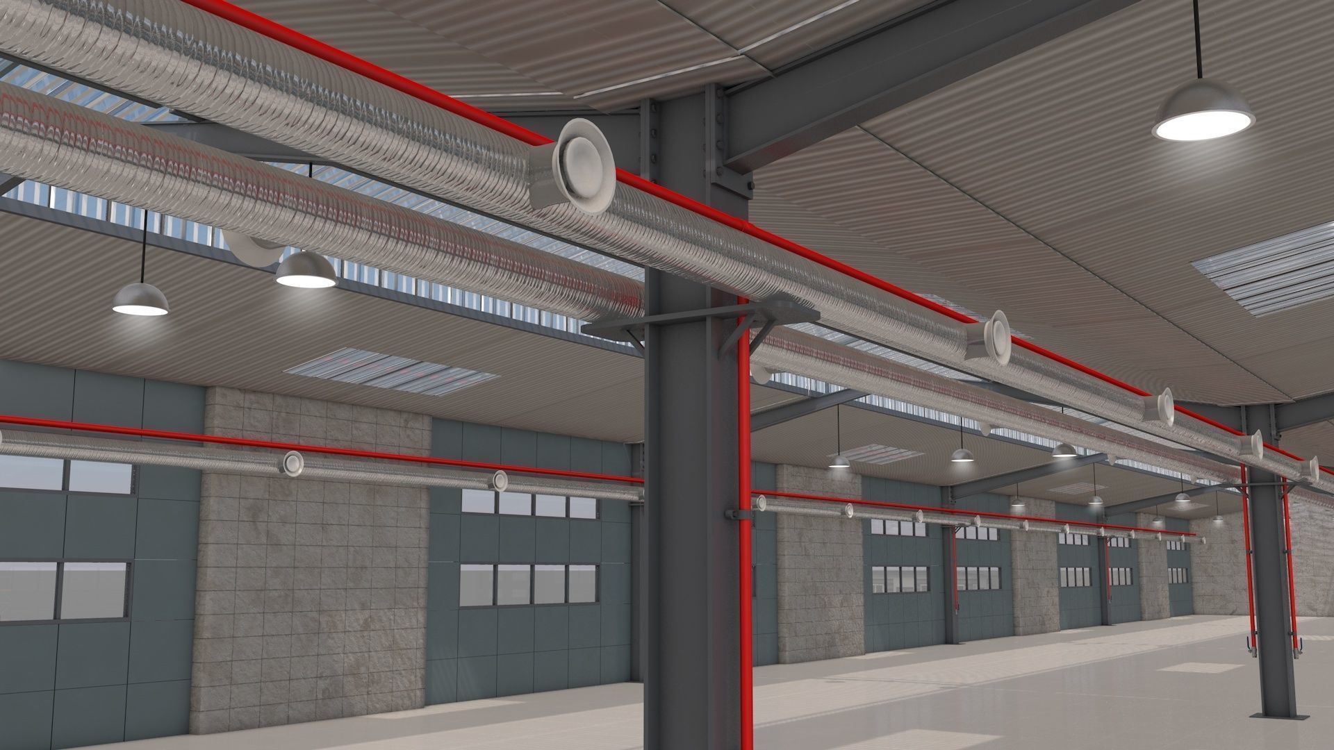 Warehouse with Office and Rack 3D model_3
