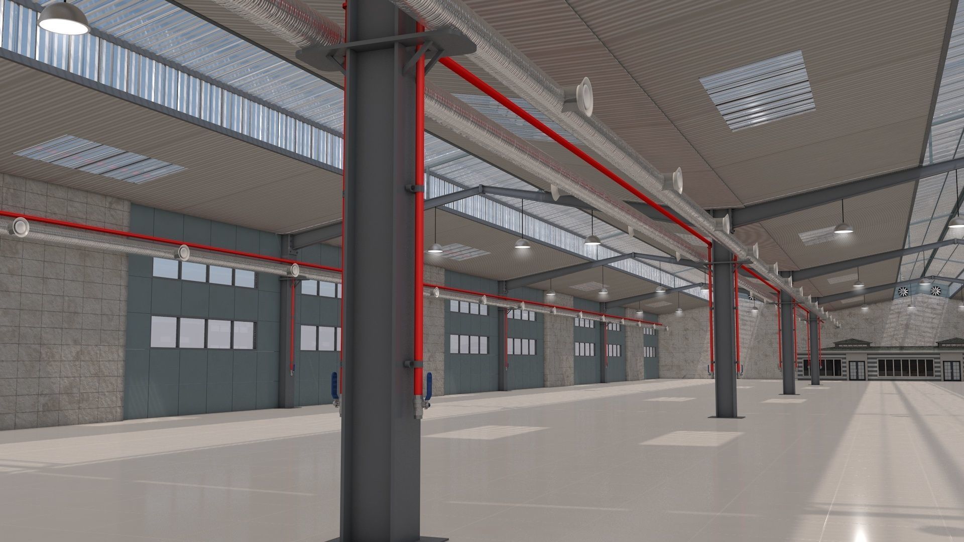 Warehouse with Office and Rack 3D model_4