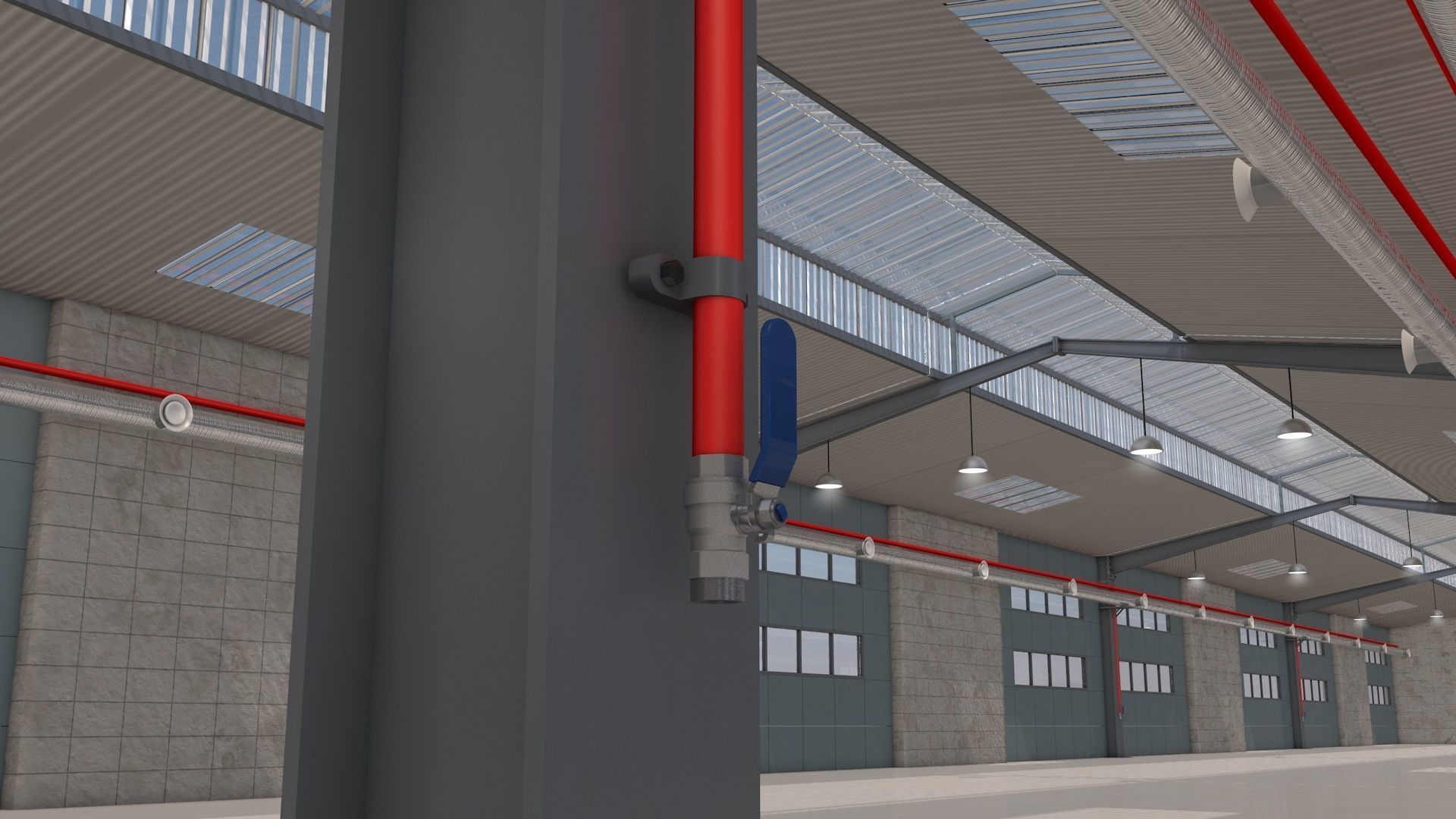 Warehouse with Office and Rack 3D model_5
