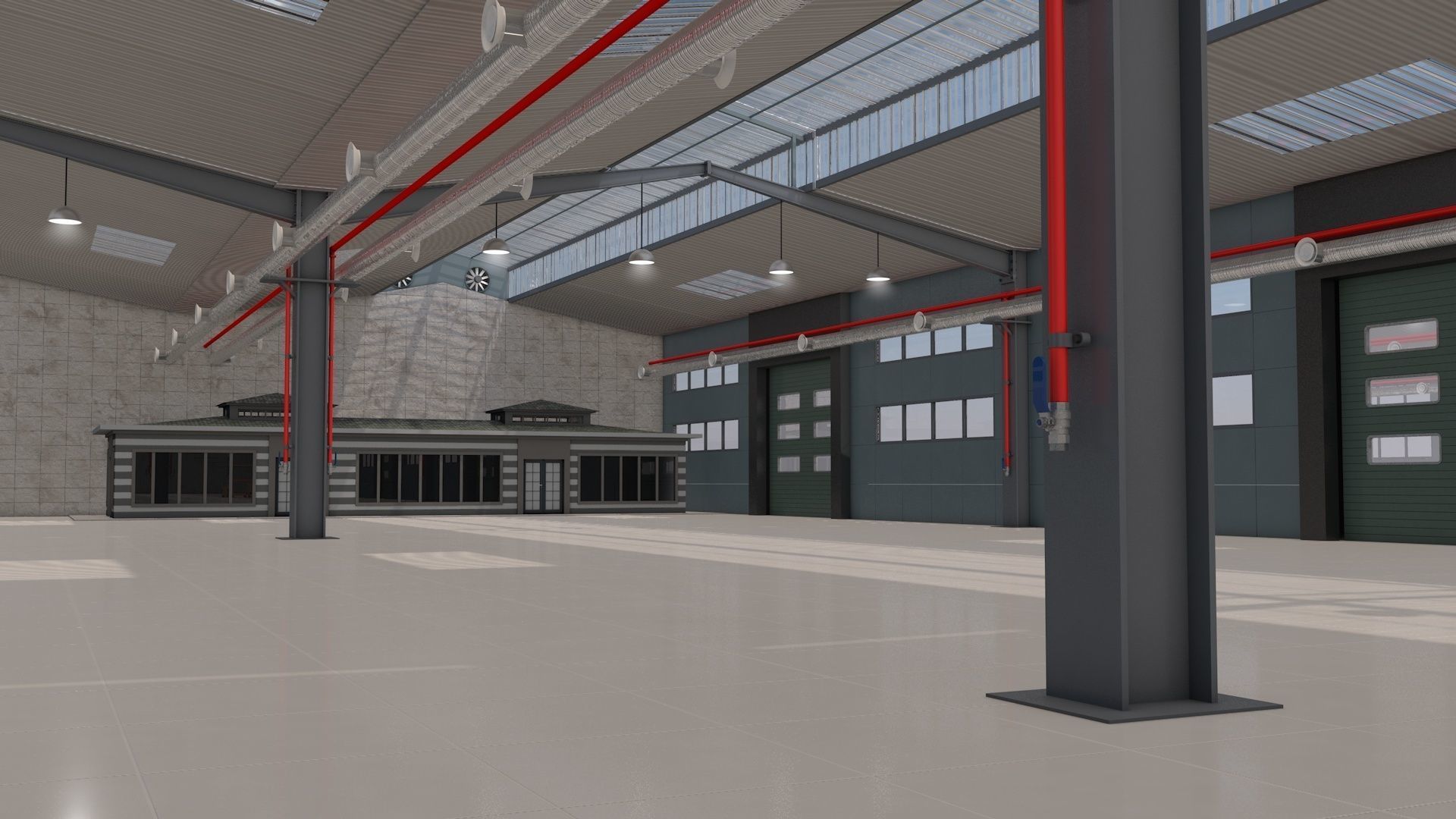 Warehouse with Office and Rack 3D model_10