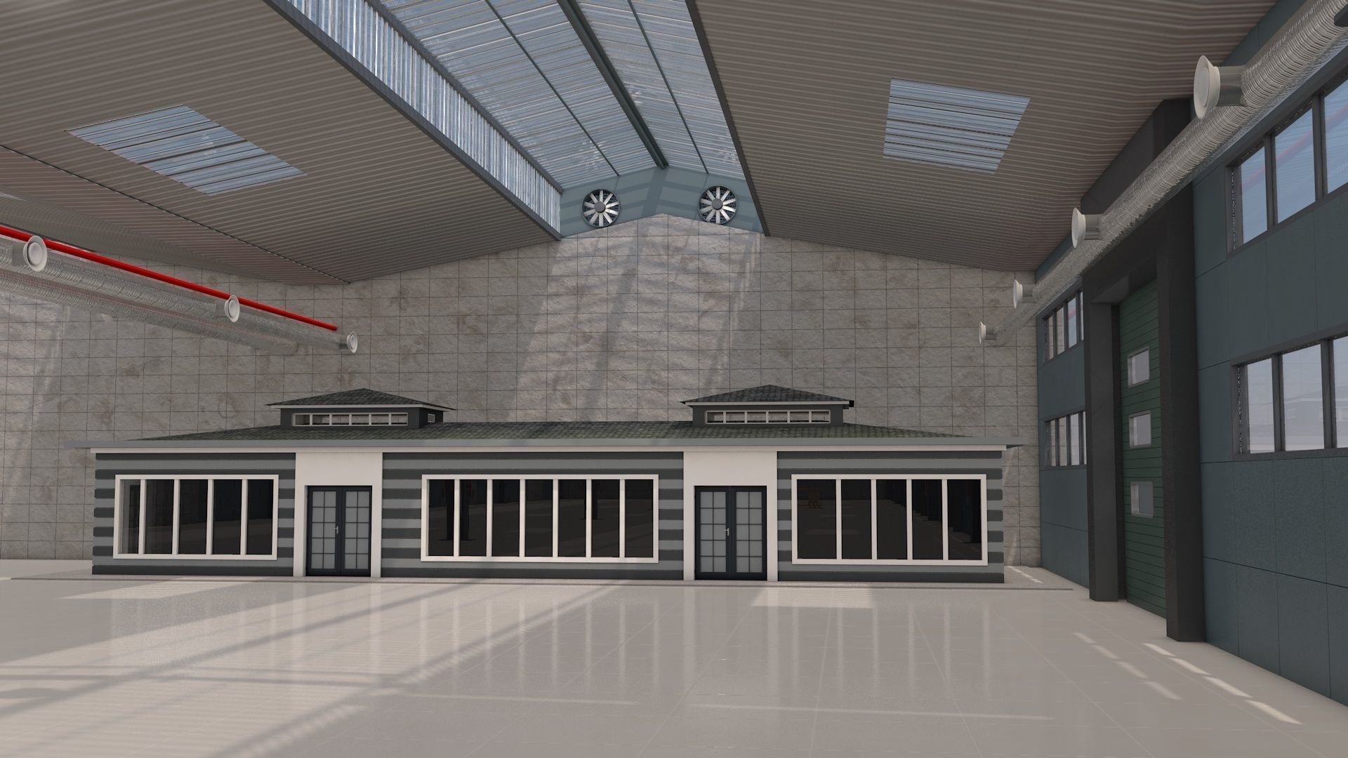 Warehouse with Office and Rack 3D model_12