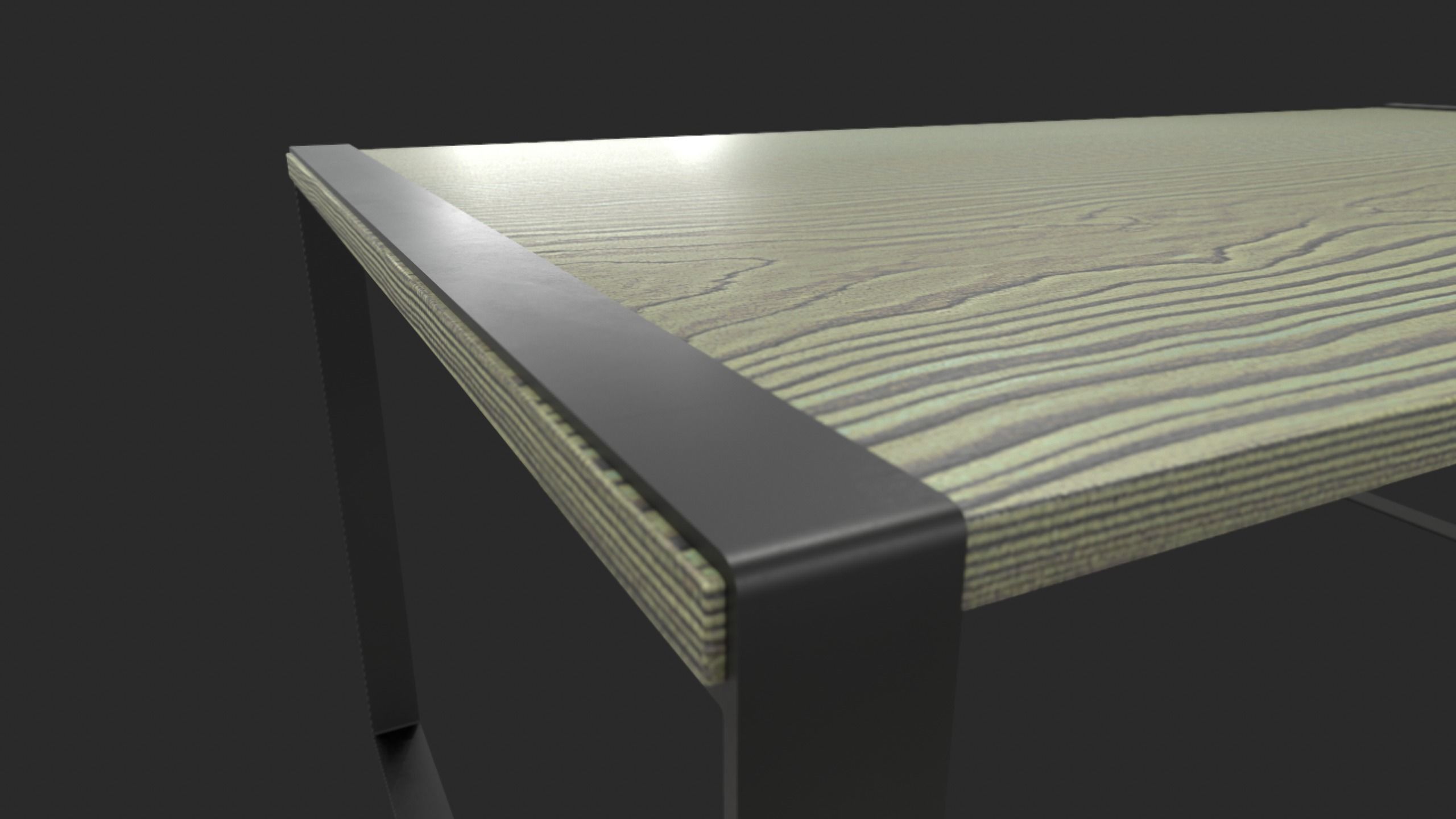 Modern Minimalistic Wooden Table Free low-poly 3D model_7