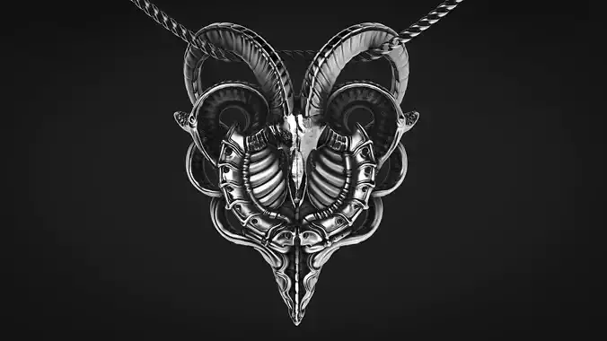 Biomechanic Goat Skull Pendant F-goat 3D print model