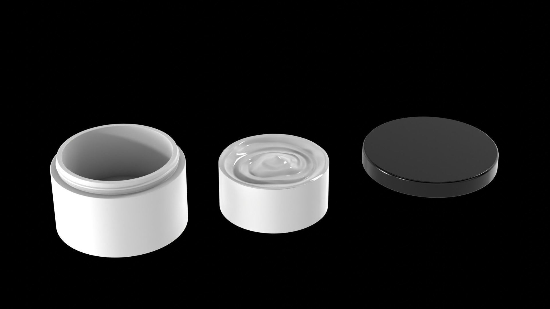 Open Lid Cosmetic Jar with Cream Texture 3D model_2